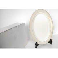 Ceramic Oval Plate Set - 14x6 Inches, White Finish, Ideal For Home Use, Set Of 3 In Carton