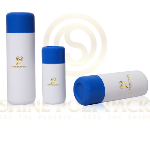 White And Blue HDPE Talcum Powder Bottle