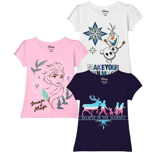 Kuchipoo Girls Regular Fit Cotton TShirts  Disney TSHRT370 Multi Colored