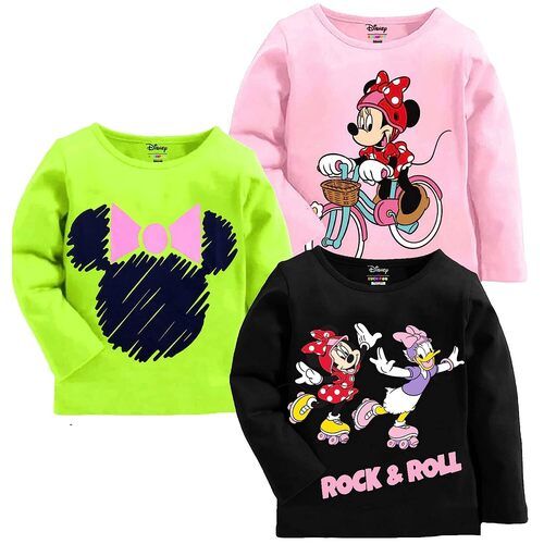 Kuchipoo Girls Regular Fit Cotton T-Shirts Disney TSHRT 366 Multi Colored