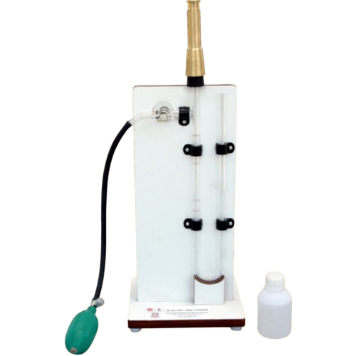 Blaine's Air Permeability Apparatus - Glass and Metal, 12.5mm I.D. Permeability Cell, U Type Manometer, Includes Stop Cock, Filter Paper Discs, and Dibutylphthalate Liquid