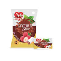 Litchi Center Filled Choco Candy - Solid Piece Form, Eggless Delight With Sweet Litchi Flavor And Rich Chocolate Coating | 1 Year Shelf Life