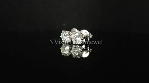 White Gold Lab Grown Diamond Solitaire Studs Diamond Carat Weight: 2.10 Carat