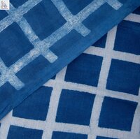 COTTON INDIGO BOX DESIGN FABRIC