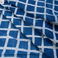 COTTON INDIGO BOX DESIGN FABRIC