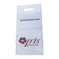 Printed Newspaper Bag - Cotton, 15x7 Inches, White | Customizable Design, Lightweight, Durable With Patch Handle