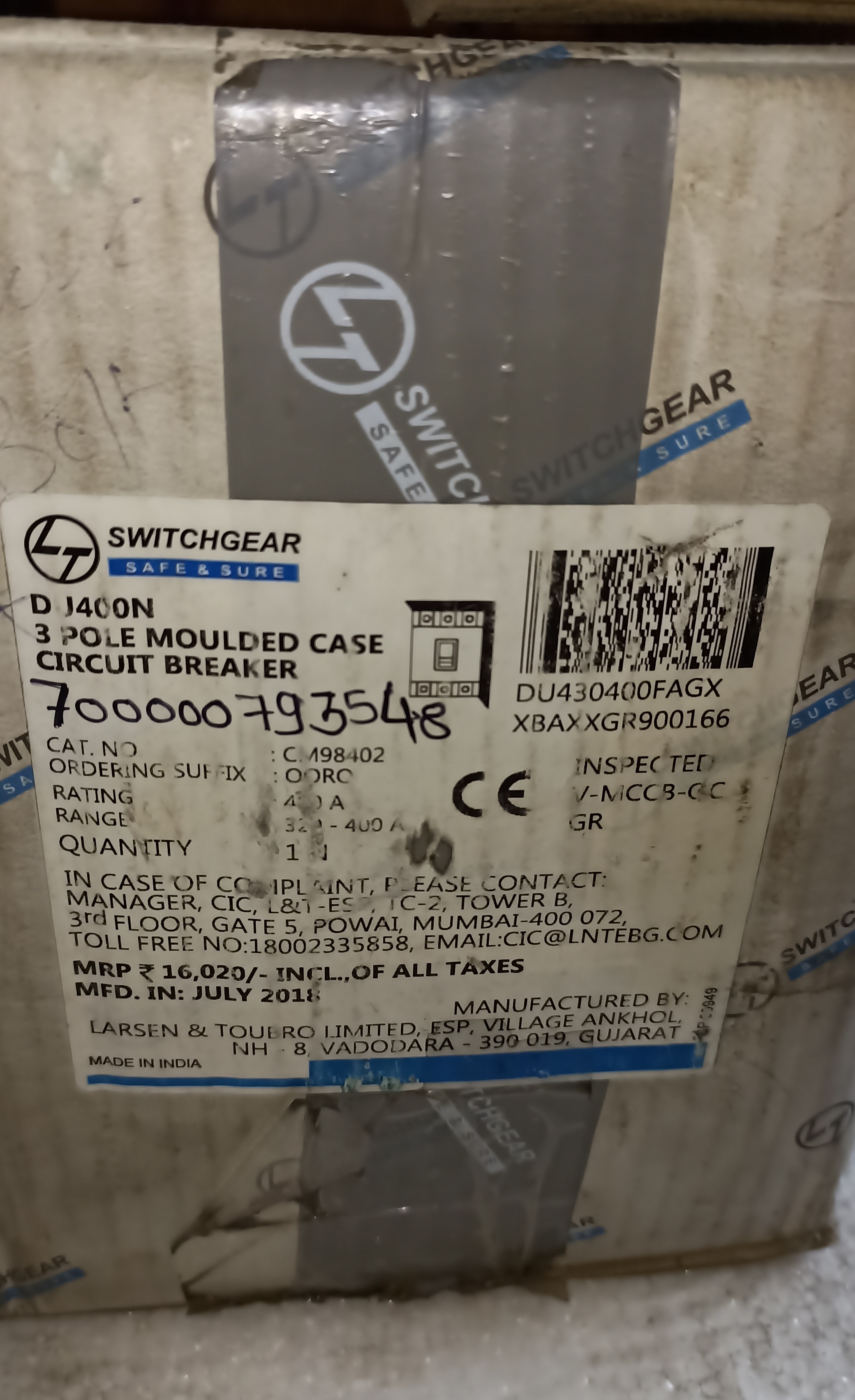 LT NEW (DU400N) 400A 3P MCCB