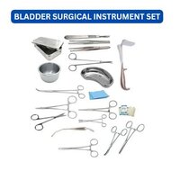 Bladder Surgical Instrument Set - Stainless Steel, 45a Angled 7-1/4" Scissors, Straight & Curved Blake Gallstone Forceps, Malleable Desjardin Scoops, Long Bakes Dilators 3mm-11mm