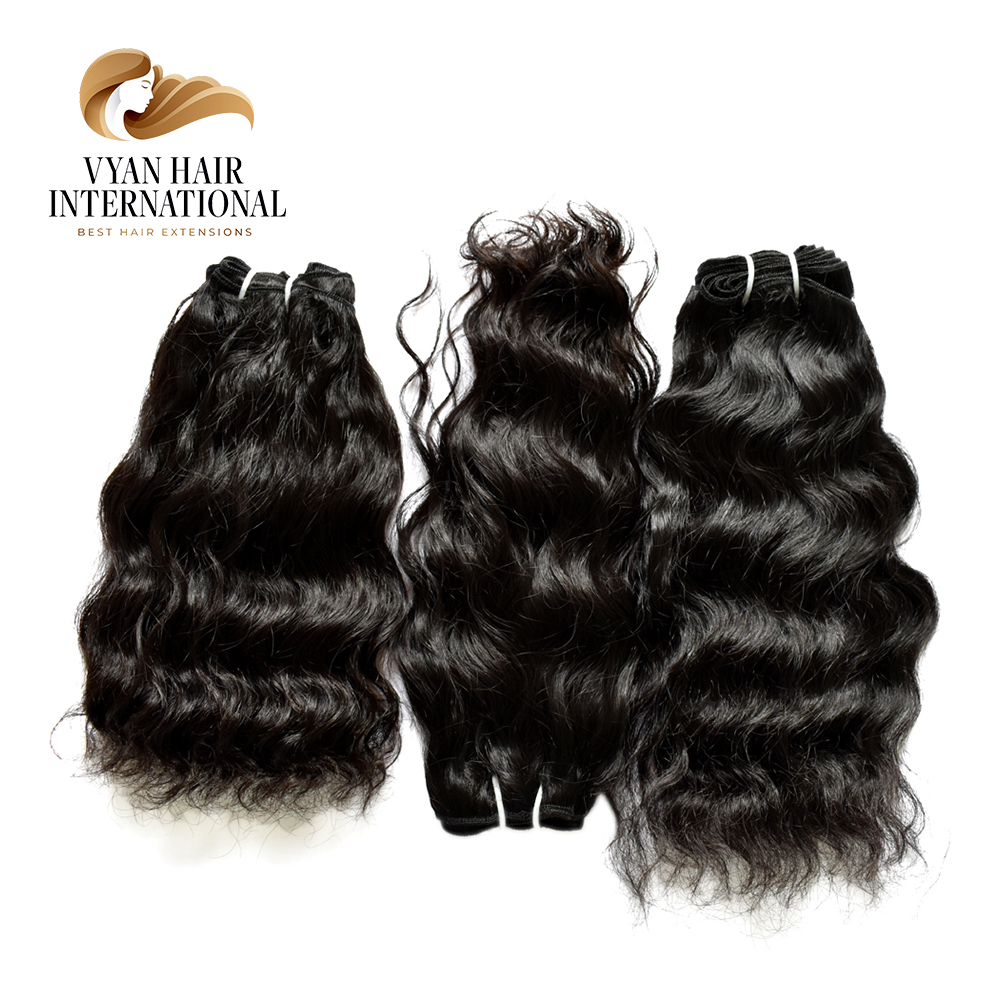 Wholesale 100% Unprocessed Remy Raw Indian Temple Water Wave Double Weft Human Hair Extension Bundles