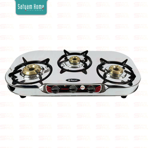 3 Burner Plain Glen - Jointless Stainless Steel Gas Stove - ZERO 3205