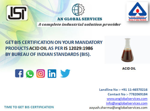 Acid Oil ISI Certification