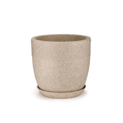 Plastic Brown Cool Round Pot With Tray