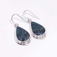 Natural Moss Agate Gemstone 925 Sterling Silver Drop Earrings Girls Fashion Earrings Exporter