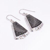 Natural Moss Agate Gemstone 925 Sterling Silver Drop Earrings Girls Fashion Earrings Exporter