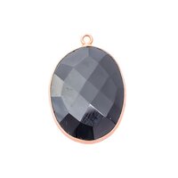 Black Onyx Gemstone 14x10mm Oval Shape Gold Vermeil Bezel set Charm