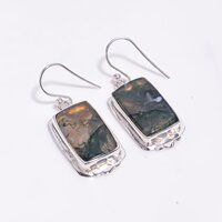 Natural Ocean Jasper Gemstone 925 Sterling Silver Drop Earrings Women Fashion Earrings Supplier