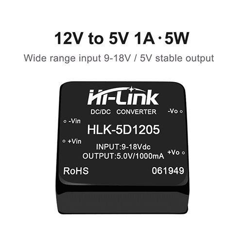 Black Hlk-5d1205 5v 5w 1000ma Dc To Dc 84% Transfer Input Power Supply Module Replace Hdd5-12s05a3