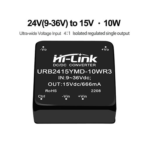 Black Urb2415ymd-10wr3 24v To 15v 666ma 10w Dc To Dc 91% Transfer Efficiency Input Power Supply Module Converter