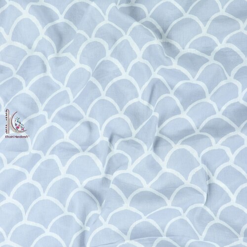 GREY COLOR COTTON HAND BLOCK FABRIC