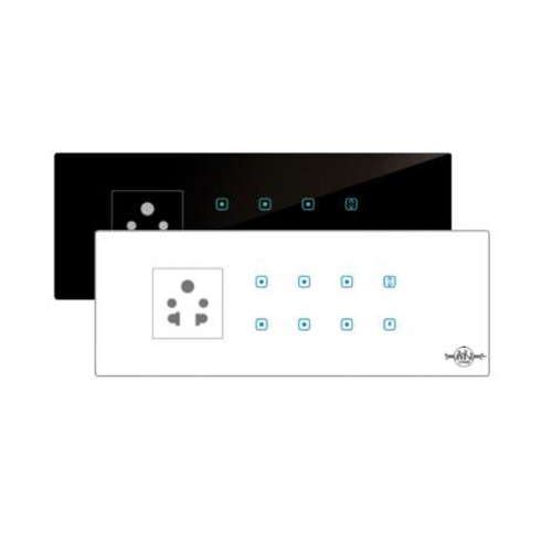 White & Black Touch 8 Switch 1 Socket Modular Size 8