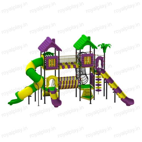 Frp Outdoor Playground Equipment's With Tunnel Spiral Slides Duplex Four Unit Royal Maps 03
