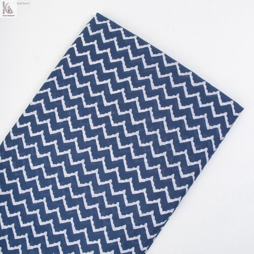 ZICK ZAG LINE INDIGO COTTON FABRIC