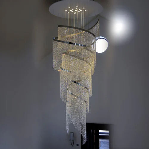 Contemporary Staircase Chandelier Application: Decor