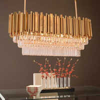 Brass Chandeliers - Metal & Crystal | Led Light Source, Warranty Included, Versatile For Home Decor