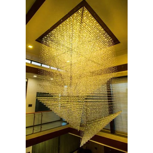 Crystal Chandelier - Crystal Material, Golden Color - LED Light Source, Home Decor Applications, Warranty Available