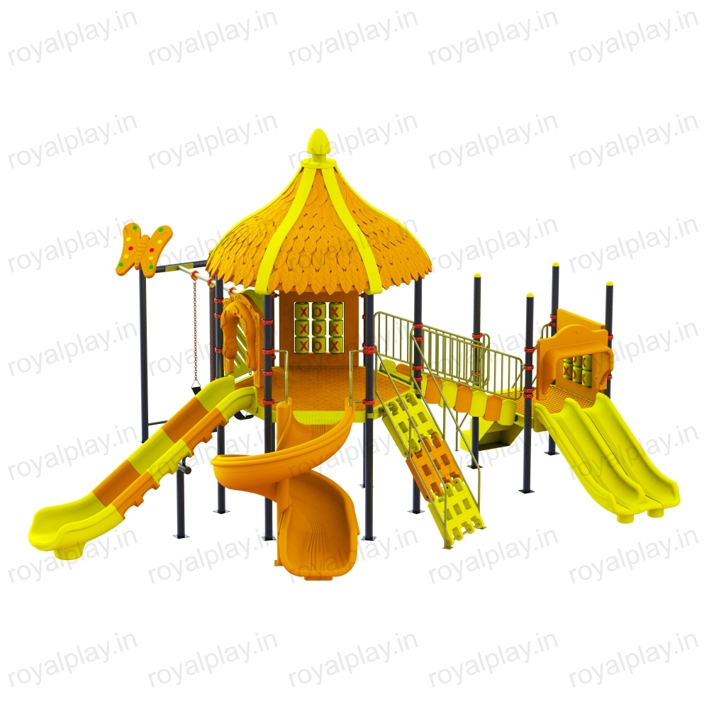 Children Outdoor Playground Equipment With Tunnel Spiral Slide Duplex Three Unit Royal Maps 04