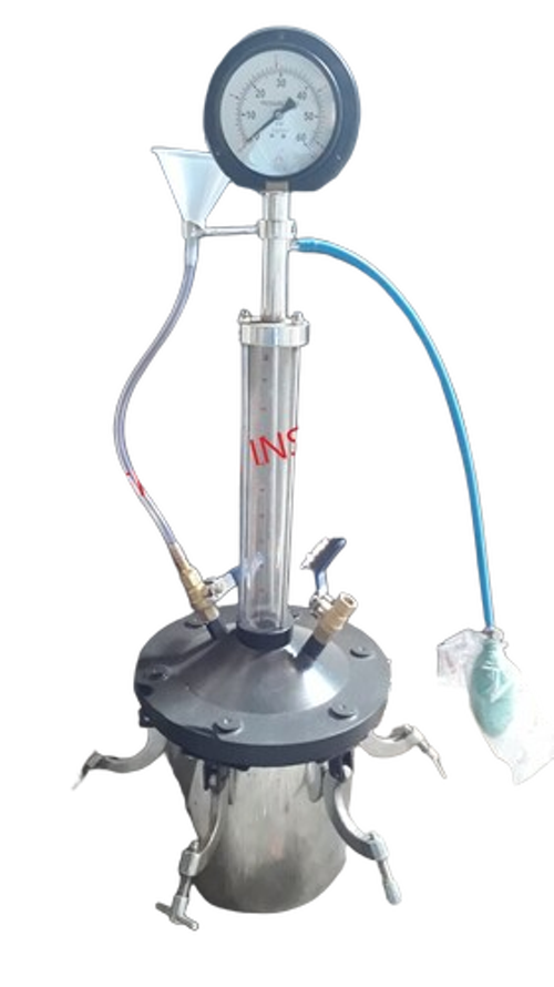 Air Entrainment Meter - Stainless Steel, 0.005 Cubic Meter Capacity, Silver Color | Pressure Method for Accurate Air Content Measurement