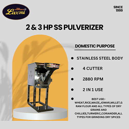3 Hp Ss Pulverizer Machine - Color: Silver