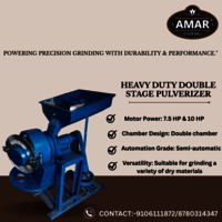 7.5 Hp Double Stage Pulverizer - 260 Kg, Mild Steel - Commercial Use, Blue Finish, Durable Performance