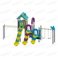 Children Multi Play Station With Tunnel Spiral Slide Duplex Three Unit Royal Maps  09