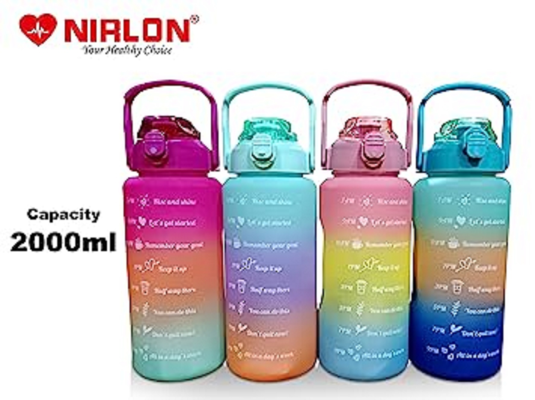 NIRLON Motivational Plastic Bottle - AVION - 2000ml