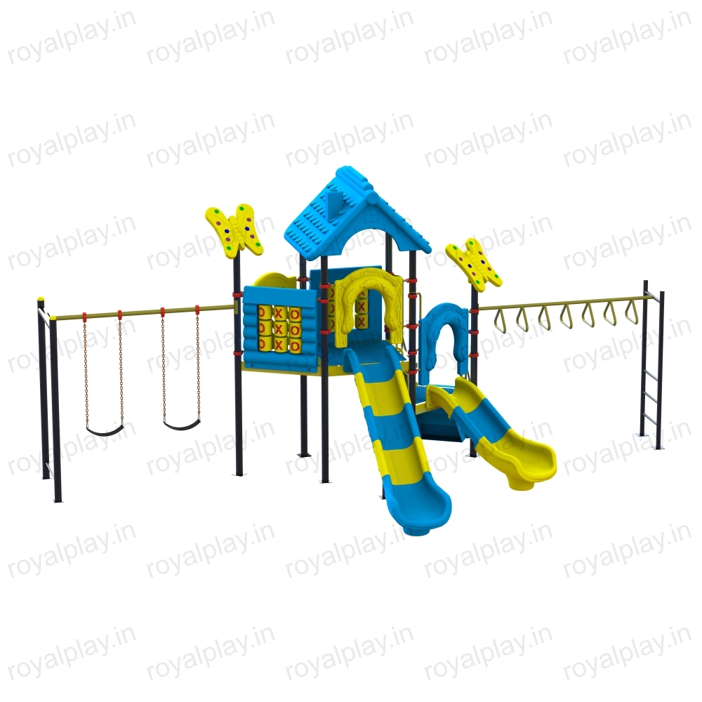 Outdoor Multi Playground Equipment's With Spiral Slide  Three Unit Royal Maps 12 For Schools