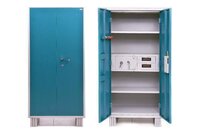 Double Door Almirah - Iron, 78"l X 36"w X 19"d, Dark Blue Color | Modern Design, Handmade Artwork, Eco-friendly, No Assembly Required