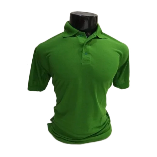 Mens Polyester T-Shirts - Customized Size, Green Color | Short Sleeves, Plain Pattern, Lightweight Fabric