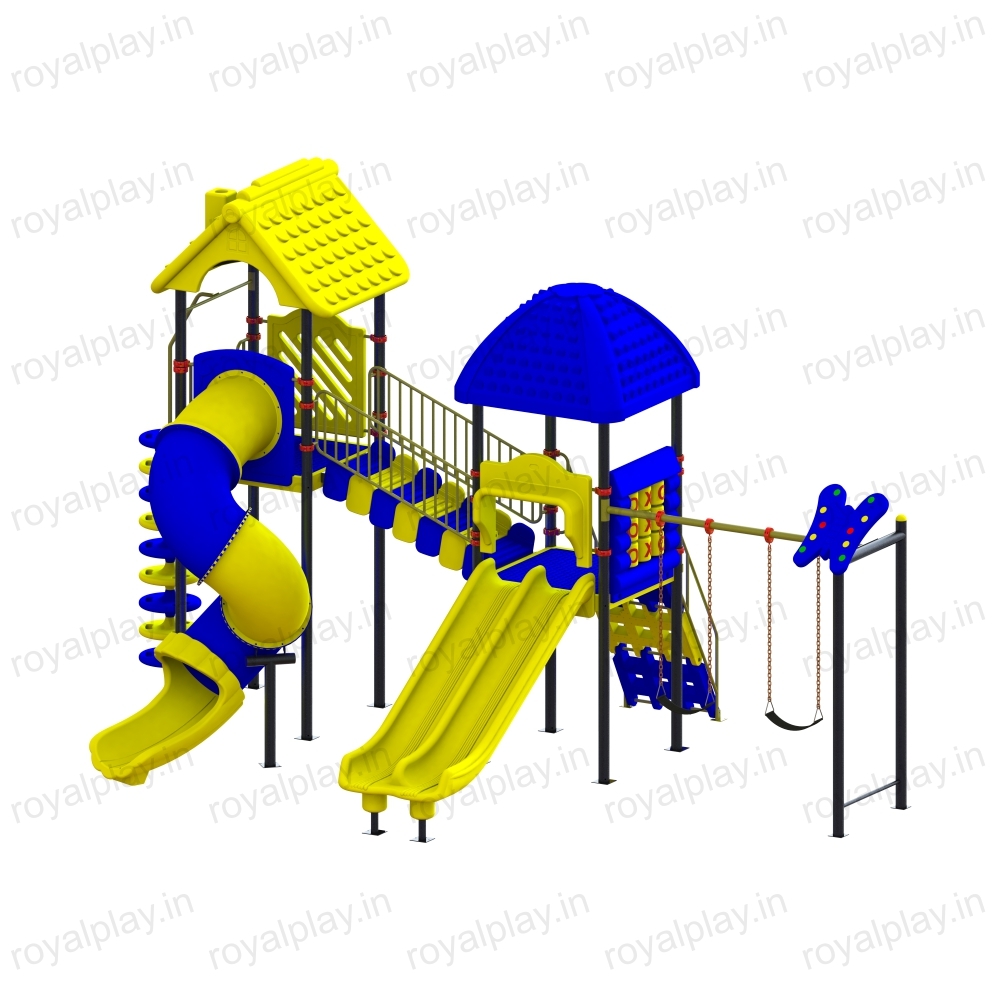 Outdoor Kids Playground Equipment's With Tunnel Spiral Slide Two Unit Royal Maps 18