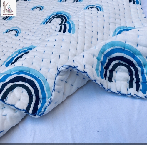 RAINBOW PATTERN WHITE COLOR BABY QUILT