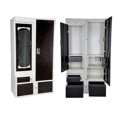 Multi Purpose Steel Almirah - Metal, 2 Hinged Doors, Black Color | Modern Appearance, Polished Finish, Indian Style Design