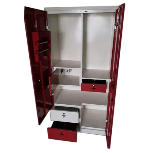 Silver And Red Eco Dressing Double Door Almirah