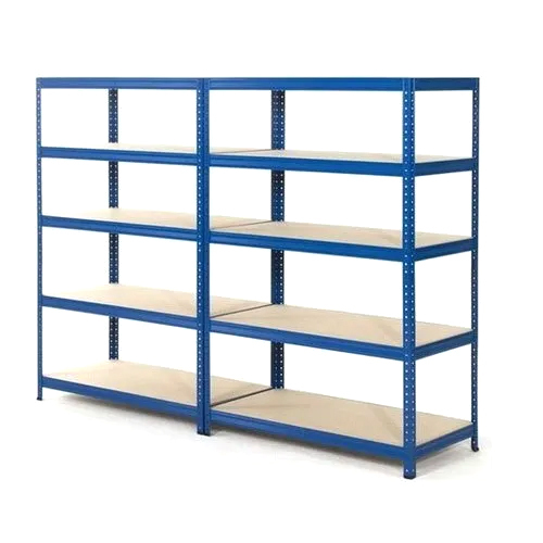 White And Blue Ms Slotted Angle Rack