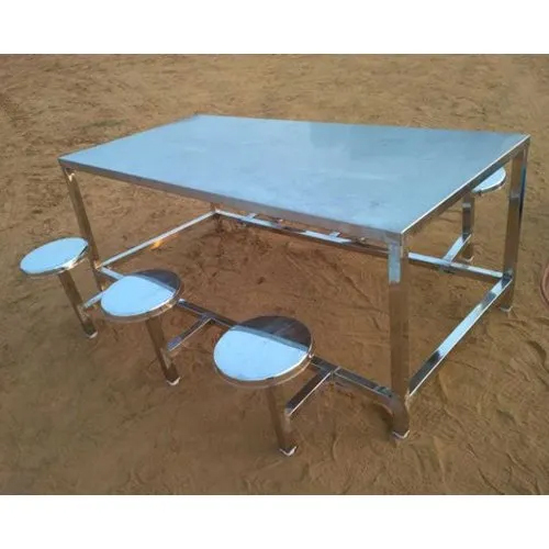Silver Stainless Steel 6 Seater Canteen Table