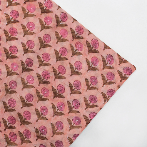 FLORAL PRINT PEACH COLOR COTTON FABRIC
