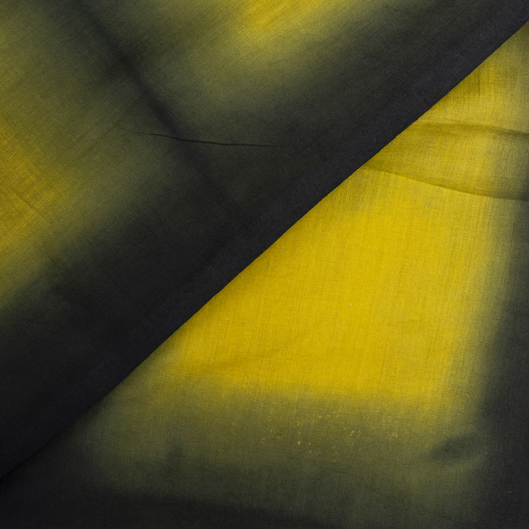 YELLOW AND BLACK TIE AND DYE COTTON FABRIC