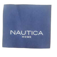 Polyester Woven Label - Laser Cut, Printed Pattern , Rectangle Shape, Blue Color, Single Fold Usage For Garments Packaging