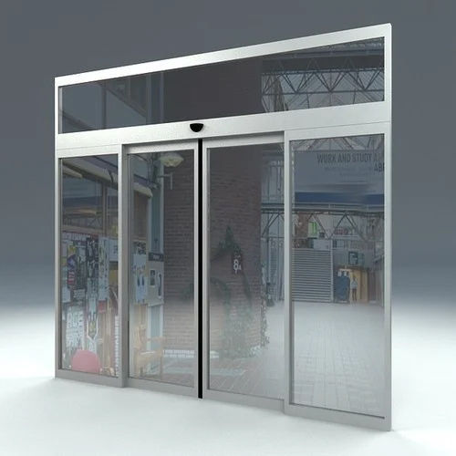 White Automatic Aluminium Sliding Door