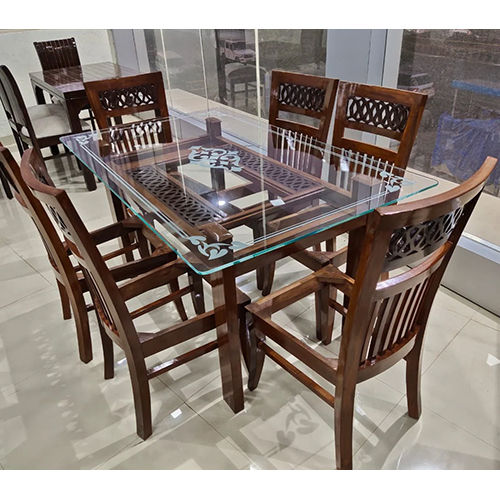 Wooden Dining Table With 6 Chair Set