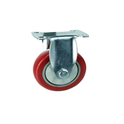 Powder Coated Single Ball Bearing Fix Red Caster Wheel